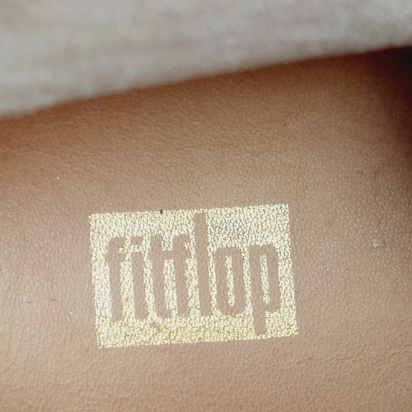 NEW FitFlop Women's Mara Brown Gold Leather Side Zipper Slip On Ankle Boots I804 - Picture 8 of 13